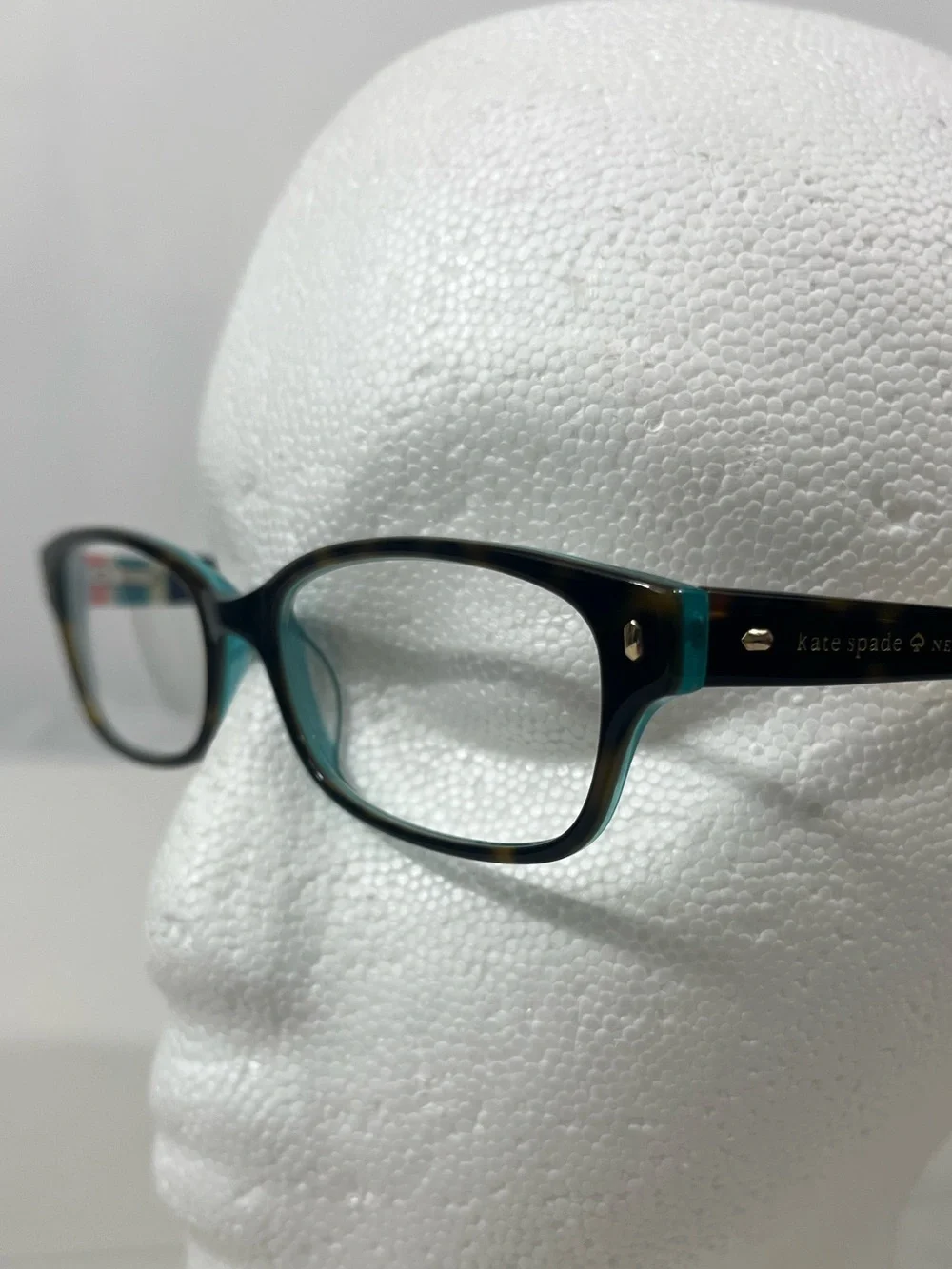 kate spade LucyAnn 135 Tortoiseshell Glasses, Stripe Temples